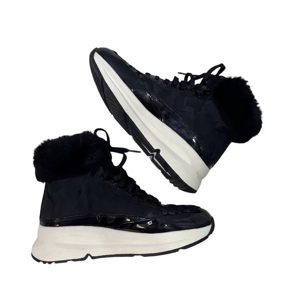 Geox Backsie Amphibiox Winter Boots Animal Print Faux Fur Black Size 7.5 Lace Up - Picture 7 of 10